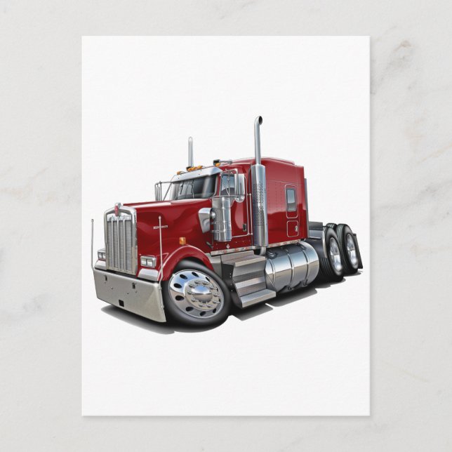 Kenworth w900 Maroon Truck Postcard (Front)