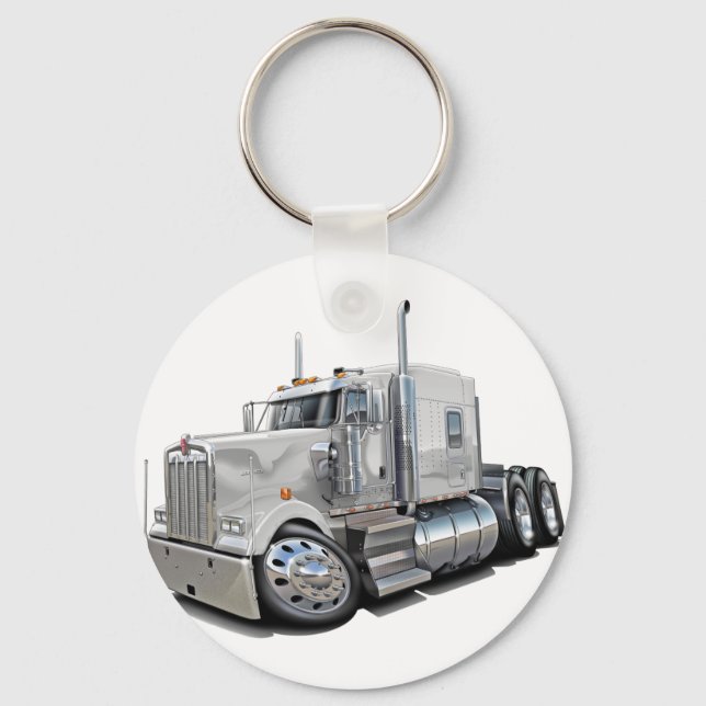 Kenworth w900 White Truck Keychain (Front)
