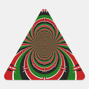 Kenya: A Dazzling Dance of Red, Black, and Green Triangle Sticker