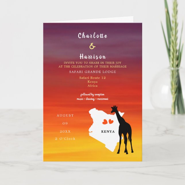 Kenya Africa Wedding Destination Invitation (Front)