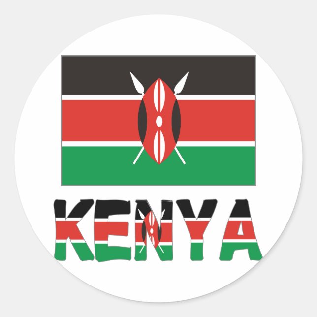 Kenya and Kenyan Flag Classic Round Sticker (Front)