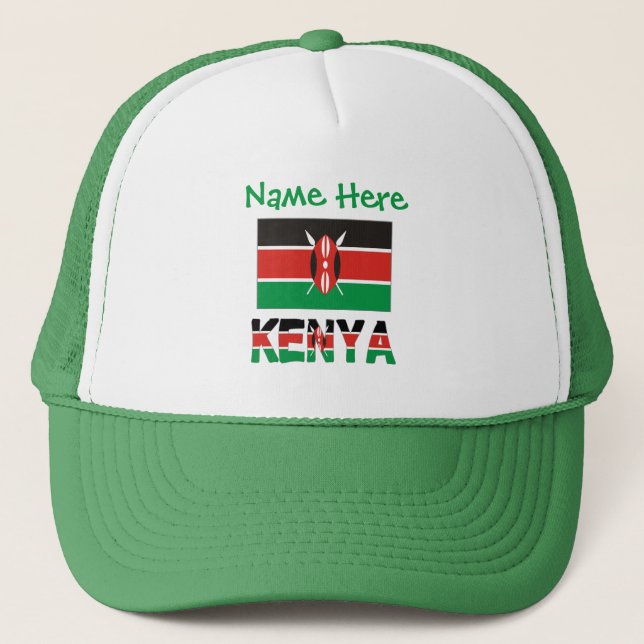 Kenya and Kenyan Flag Green Personalization  Trucker Hat (Front)
