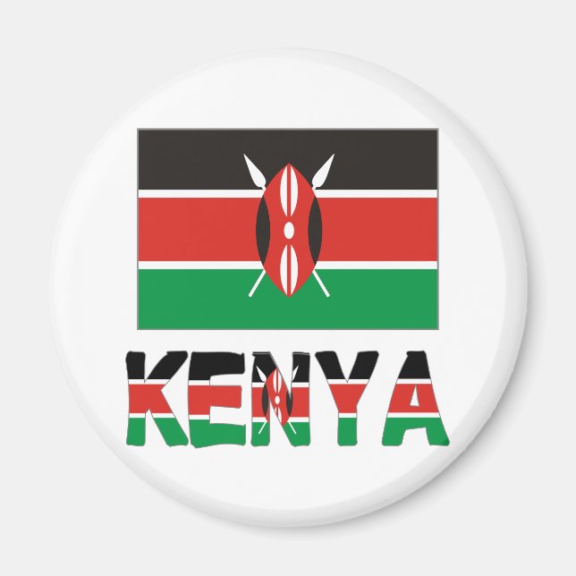 Kenya and Kenyan Flag Magnet (Front)