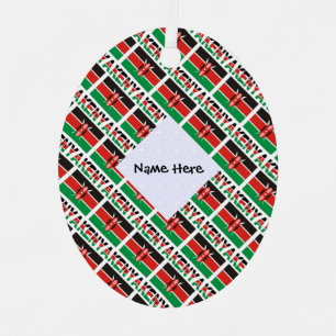 Kenya and Kenyan Flag Tiled with Your Name Metal Ornament