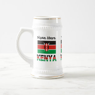 Kenya and Kenyan Flag with Your Name Beer Stein