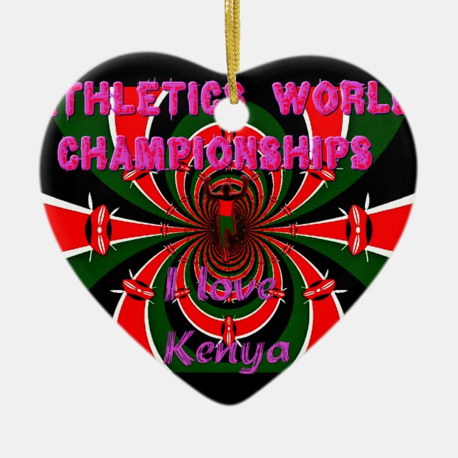 Kenya Athletics World Championships: Swirling Flag Ceramic Ornament (Front)