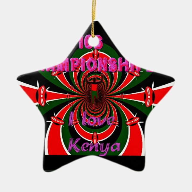 Kenya Athletics World Championships: Swirling Flag Ceramic Ornament (Front)