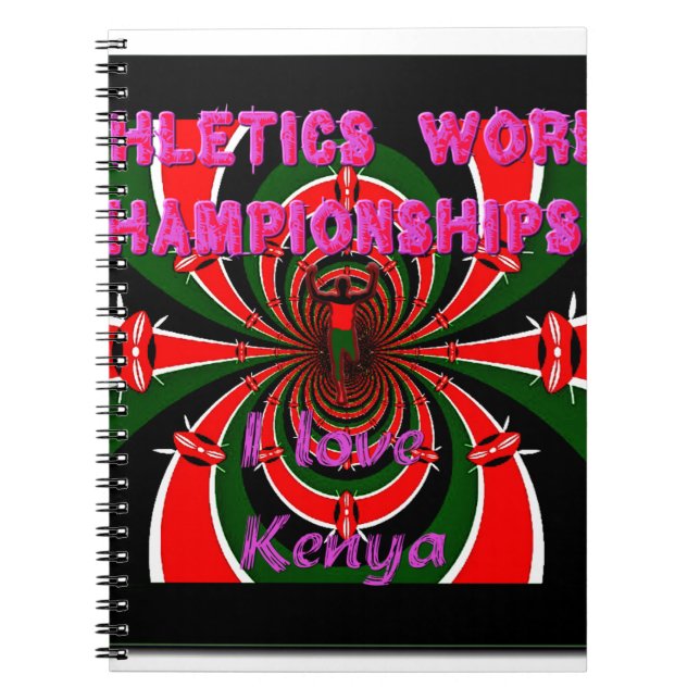 Kenya Athletics World Championships: Swirling Flag Notebook (Front)