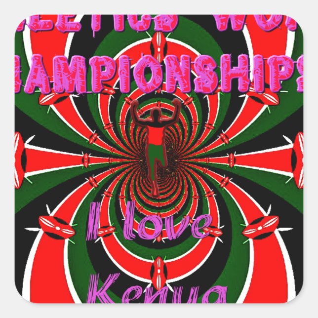 Kenya Athletics World Championships: Swirling Flag Square Sticker (Front)