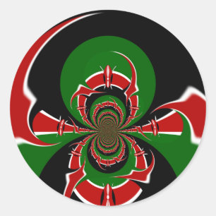 Kenya Black red green national flag colours design Classic Round Sticker
