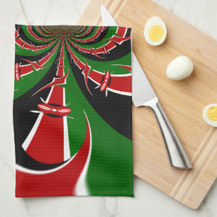 Kenya Black red green national flag colours design Kitchen Towel