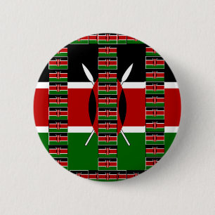 Kenya Black red green national pride and national 2 Inch Round Button