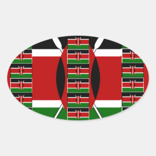 Kenya Black red green Oval Sticker