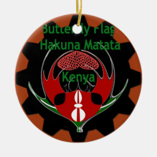 Kenya Butterfly Flag Art – Hakuna Matata Patriotic Ceramic Ornament