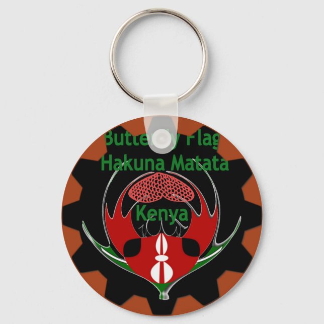 Kenya Butterfly Flag Art – Hakuna Matata Patriotic Keychain (Front)