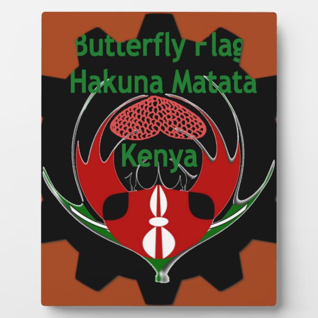 Kenya Butterfly Flag Art – Hakuna Matata Patriotic Plaque (Front)