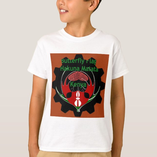 Kenya Butterfly Flag Art – Hakuna Matata Patriotic T-Shirt (Front)