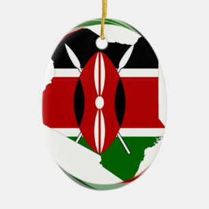 Kenya Celebration Colourful Flag Map Vector Artwor Ceramic Ornament
