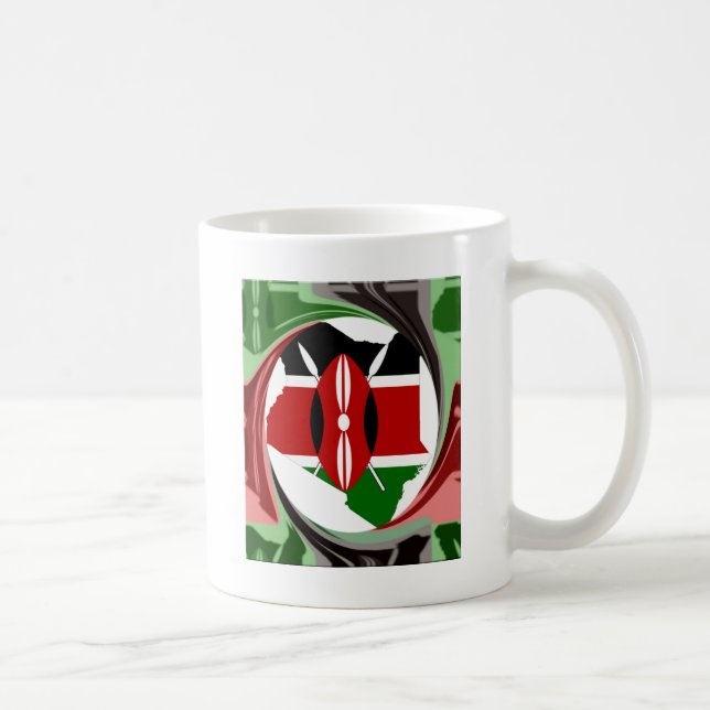 Kenya Celebration Colourful Flag Map Vector Artwor Coffee Mug (Right)
