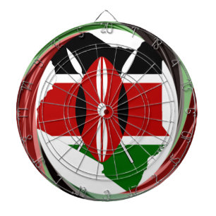 Kenya Celebration Colourful Flag Map Vector Artwor Dartboard