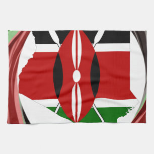 Kenya Celebration Colourful Flag Map Vector Artwor Kitchen Towel
