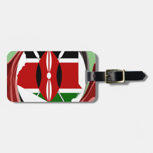 Kenya Celebration Colourful Flag Map Vector Artwor Luggage Tag