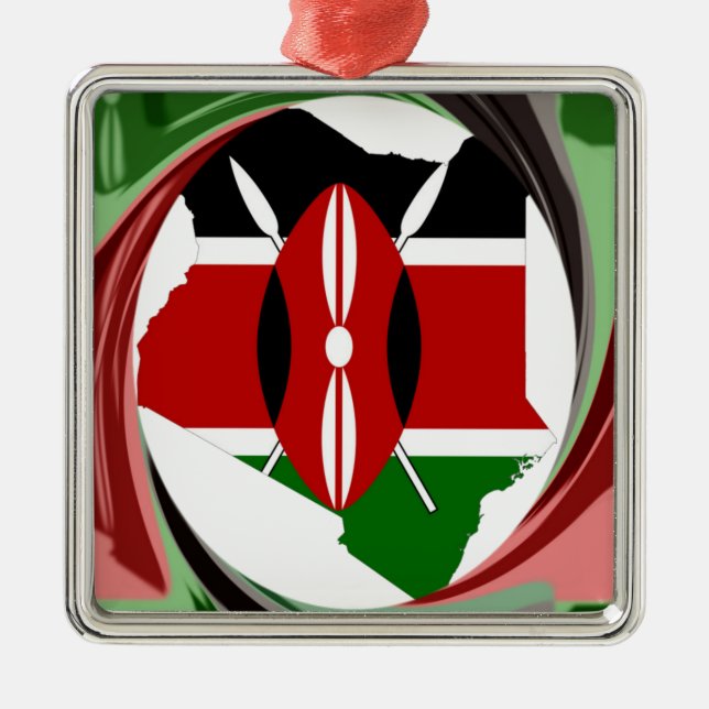 Kenya Celebration Colourful Flag Map Vector Artwor Metal Ornament (Front)