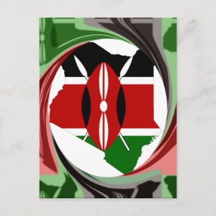 Kenya Celebration Colourful Flag Map Vector Artwor Postcard
