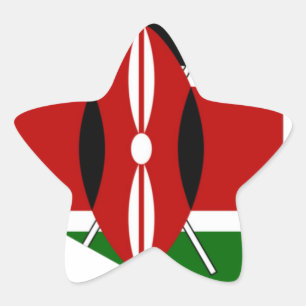 Kenya Celebration Colourful Flag Map Vector Artwor Star Sticker