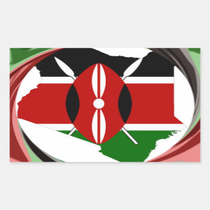 Kenya Celebration Colourful Flag Map Vector Artwor Sticker