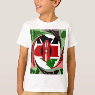 Kenya Celebration Colourful Flag Map Vector Artwor T-Shirt