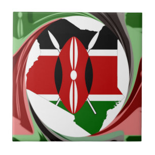 Kenya Celebration Colourful Flag Map Vector Artwor Tile