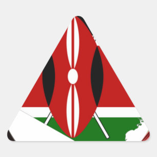 Kenya Celebration Colourful Flag Map Vector Artwor Triangle Sticker