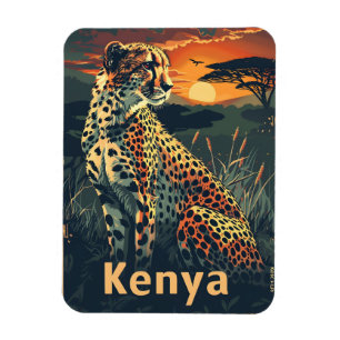 Kenya Cheeatah sunset Magnet