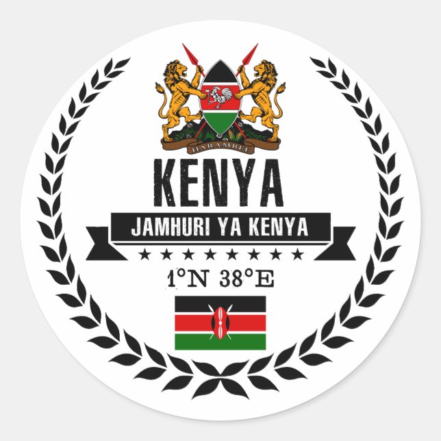 Kenya Classic Round Sticker (Front)
