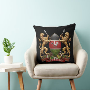 Kenya Coat arms symbol emblem country flag lion Throw Pillow