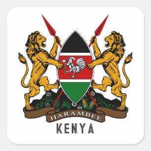 Kenya coat of arms square sticker