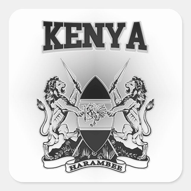 Kenya Coat of Arms Square Sticker (Front)
