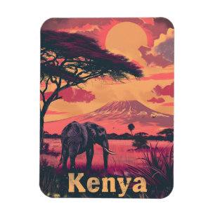 Kenya Elephant Sunset Magnet