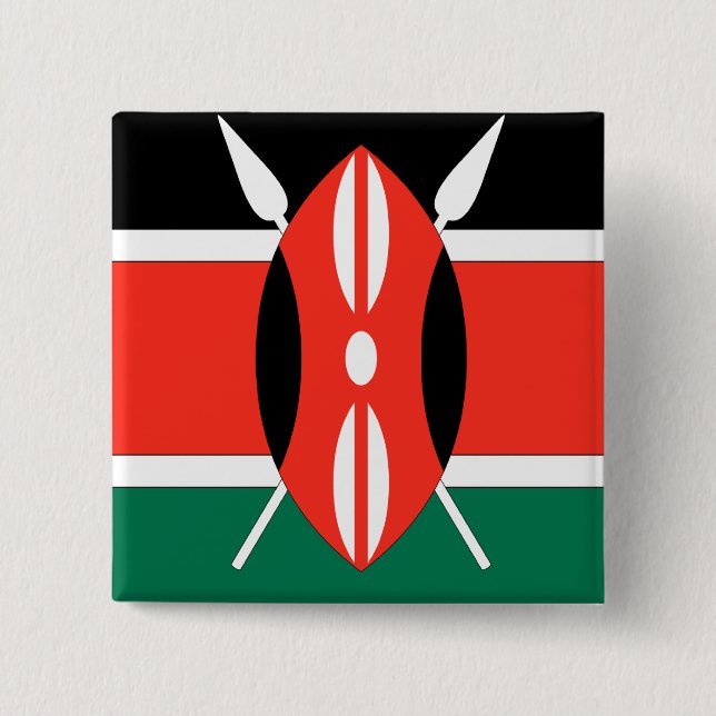 Kenya Flag 2 Inch Square Button (Front)