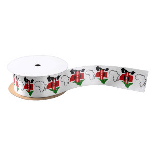 KENYA FLAG Africa Map Outline Satin Ribbon
