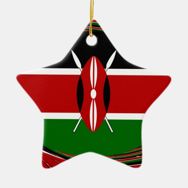 Kenya Flag Art – Patriotic & Modern Design Ceramic Ornament (Front)