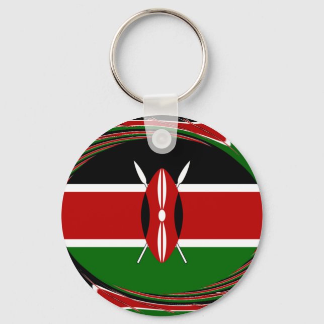 Kenya Flag Art – Patriotic & Modern Design Keychain (Front)