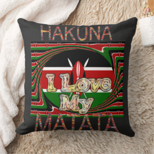 Kenya Flag Colours Throw Pillow