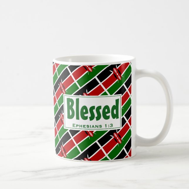 KENYA FLAG Custom Scripture BLESSED Kenyan Coffee Mug (Right)