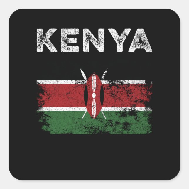 Kenya Flag Distressed - Kenyan Flag Square Sticker (Front)