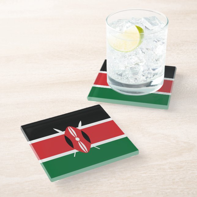 Kenya flag glass coaster (Angled)