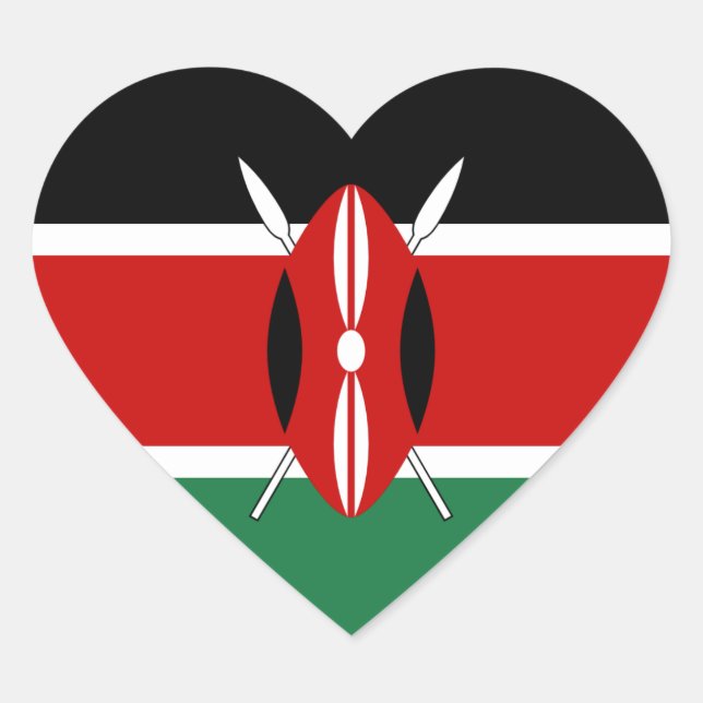 Kenya Flag Heart Sticker (Front)