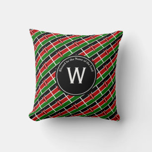 KENYA FLAG Kenyan  Customized Monogram Scripture Throw Pillow