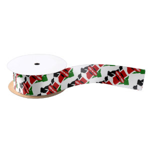KENYA FLAG Kenyan Map Outline Satin Ribbon